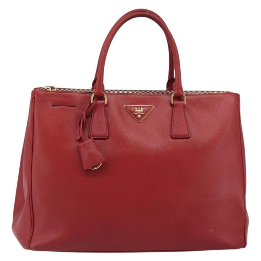 Prada Double Zip Lux Tote Saffiano Leather Red Leather Handbag